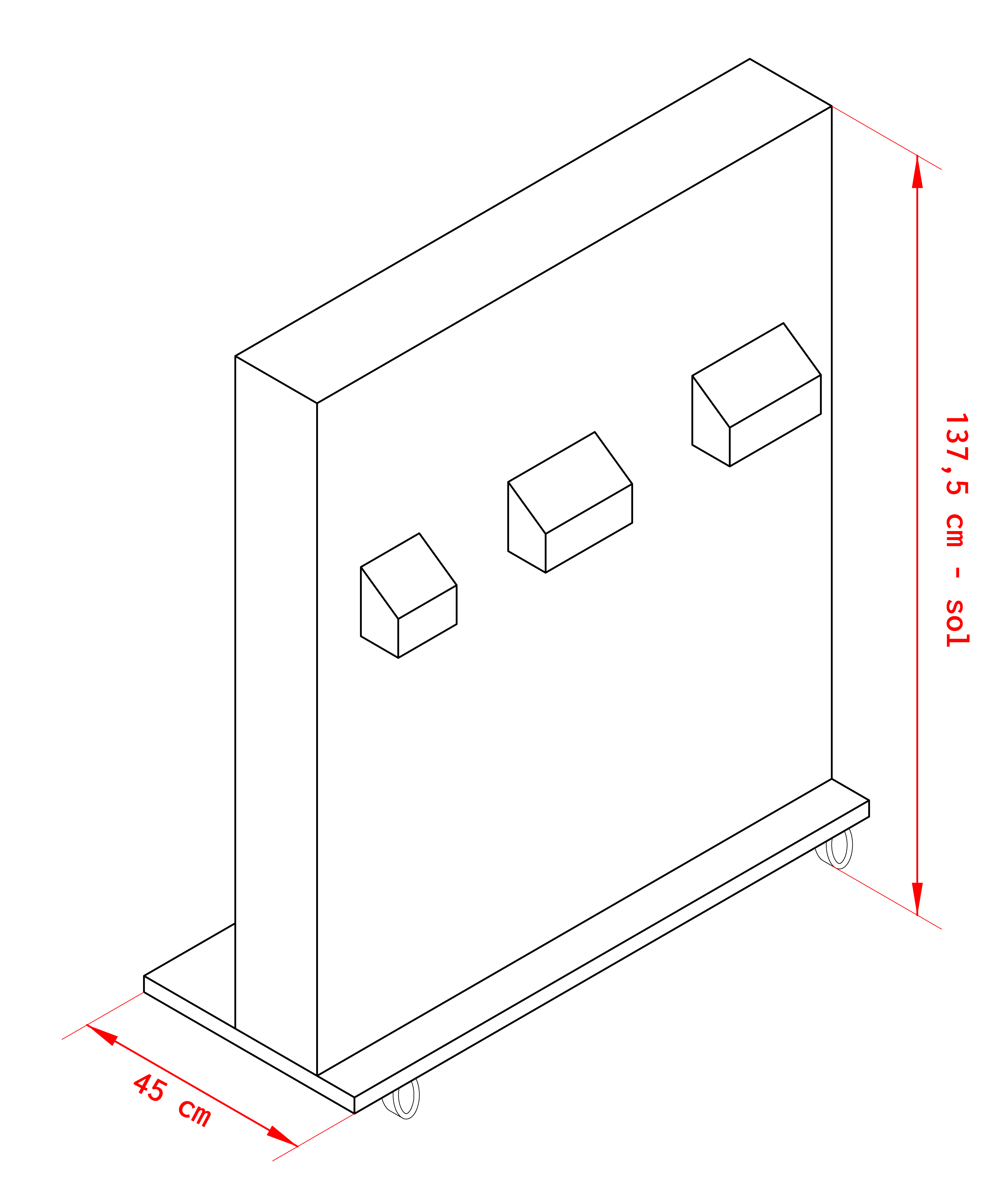 plan technique de la face arrière du distributeur de couverts. plan technique avec les cotes de la face arrière du distributeur automatique de couverts.
